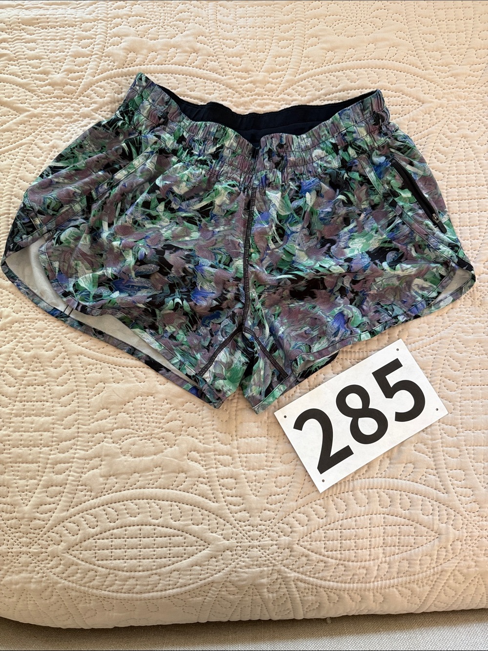 lululemon athletica Green and Blue Abstract Print Athletic Shorts